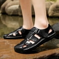 thumbnail image 7 of Men's Hook Loop Closed Toe Fisherman Sandals,Fashion Hand Stitching Leather Outdoor Hiking Waterproof Athletic Sandals Summer Beach Shoes, 47, 7 of 7