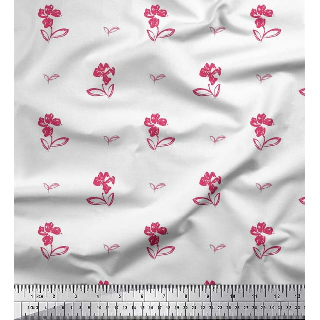 Soimoi polyester Crepe Fabric Leaves & Floral Artistic Fabric Prints By Yard 52 Inch Wide