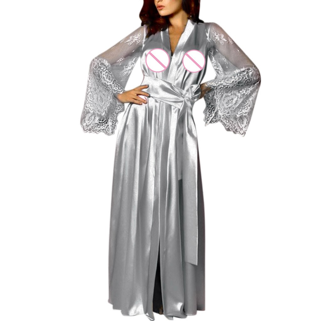 XMMSWDLA Women's Floral Long Satin Robes Plus Size Long Silk Robes ...