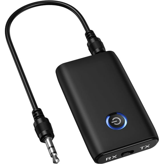Bluetooth 5.0 Transmitter Receiver, 2-in-1 Aux Bluetooth Adapter for Car, Portable Wireless Bluetooth Audio Adapter for TV PC Headphones Speakers Stereo Systems