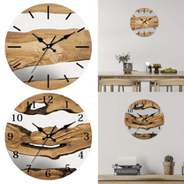 Fakrich 30CM Silent Wooden Brown Wall Clock, Farmhouse Style Vintage Rustic Clocks for Walls, Distressed Kitchen Clock Decorative for Living Room Bedroom Office ﻿(A)