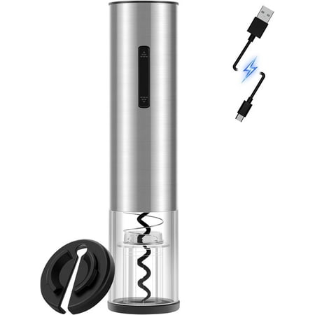 Electric Wine Opener Rechargeable-USB-C Charging Wine Opener Electric with Foil Cutter Electric Wine Bottle Opener Electric Corkscrew Wine Opener Stainless Steel Must-Have for Wine Lovers