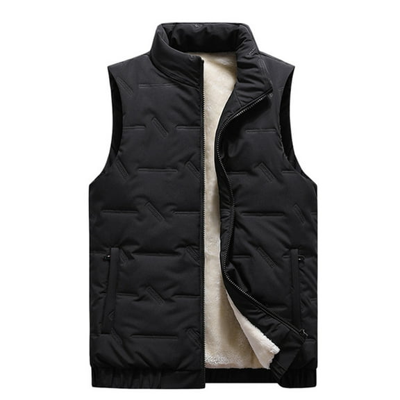 Puffer Vest Quilted Down Jacket for Men Quilted Waterproof Windproof Outerwear Vest Zip Up Sleeveless Down Jacket with Pockets Winter Warm Puffy Casual Lightweight Jacket Outerwear,Black XL