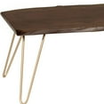 thumbnail image 4 of 42" Gold And Rustic Brown Solid Wood Live Edge Rectangular Coffee Table, 4 of 6