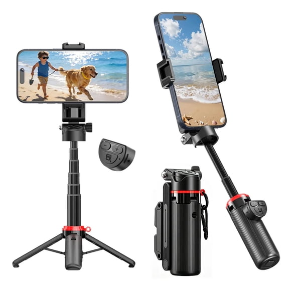 4-in-1 Selfie Stick Tripod, Extendable Phone Stand with 360Β° Rotation and Bluetooth 5.3 Remote, Lightweight Phone Mount for Android and iOS