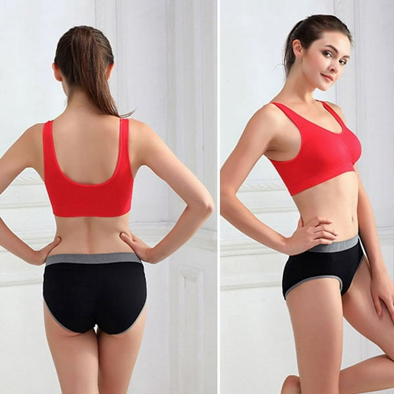 Breathable Underwear Outdoor Sport Yoga Bras Lovely Young Women Seamless  Wireless Solid Bra Fitness Bras Tops White M