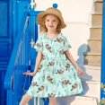 thumbnail image 6 of FORMRS Girls Short Sleeve Dress Summer Casual Round Neck A-line Beach Sundress, Sizes 2T-8T, Green Otters Pattern, 6 of 8