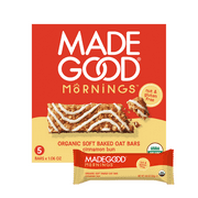 MadeGood Mornings Cinnamon Bun Breakfast Bars, 5 Count (1.06oz Each)