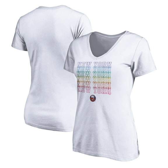 Women's White New York Islanders City Pride V-Neck T-Shirt