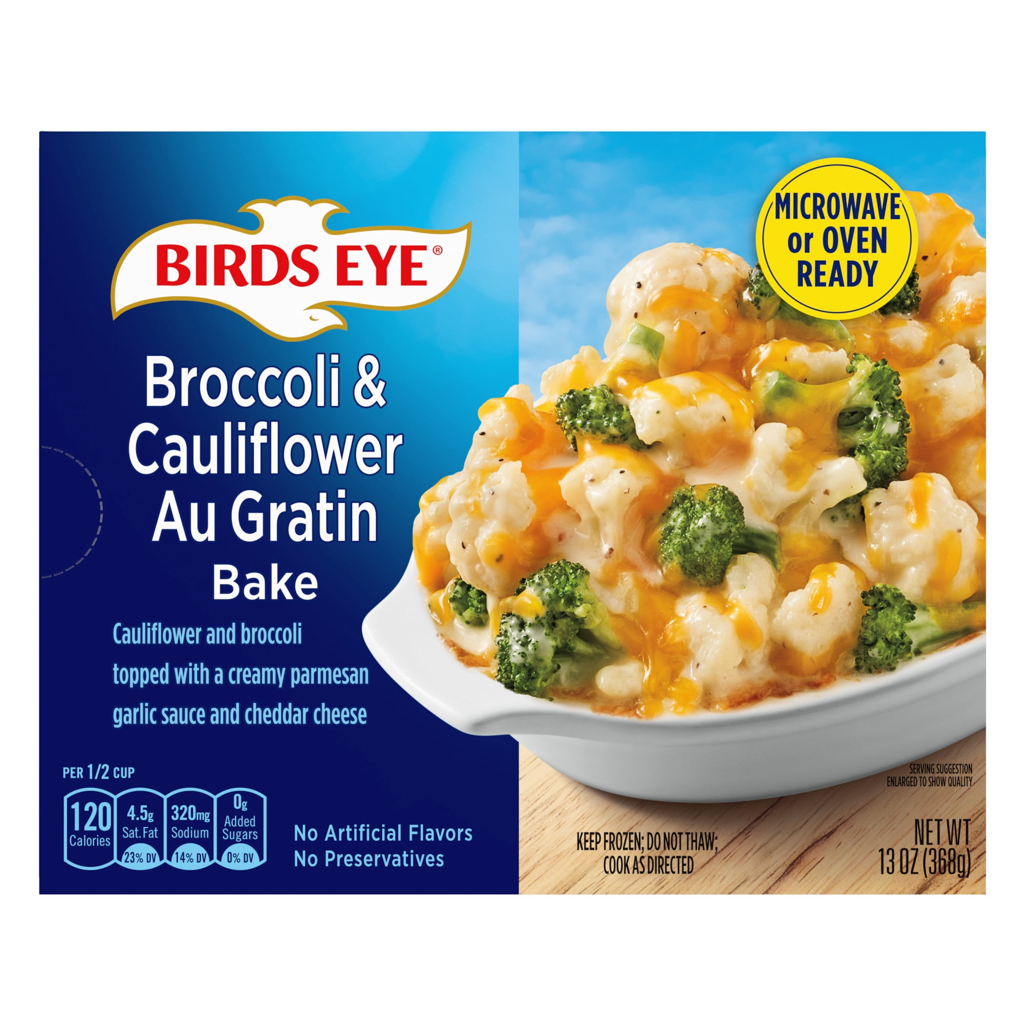 Birds Eye Broccoli & Cauliflower Au Gratin Bake, Frozen Side, 13 oz.