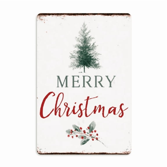 ICRAEZY Merry Christmas Metal Tin Sign Funny Christmas Signs Santa Wall Art Decor for Home Cafe Party 8x12 Inch, 2D Flat