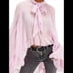 thumbnail image 1 of Blusa de Transparente con Volantes y Mangas Largas Acampanadas para Mujer, con Dobladillo Alto y Bajo, Sexy y Holgada Rosa L, 1 of 7
