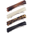 thumbnail image 2 of CozeLy Hair Barrettes for Women 4PCS Small Hair Clips for Women Flat Tortoise French Barrette Clips 2.56 Inch Curved Glossy Thin Hair Accessories Set, 2 of 8