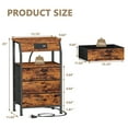 thumbnail image 5 of TYDIMOR Nightstand Bedside Table with Charging Station, 3 Drawer Dresser for Bedroom Furniture Steel, Wood, Brown Fabric Drawers, 5 of 7