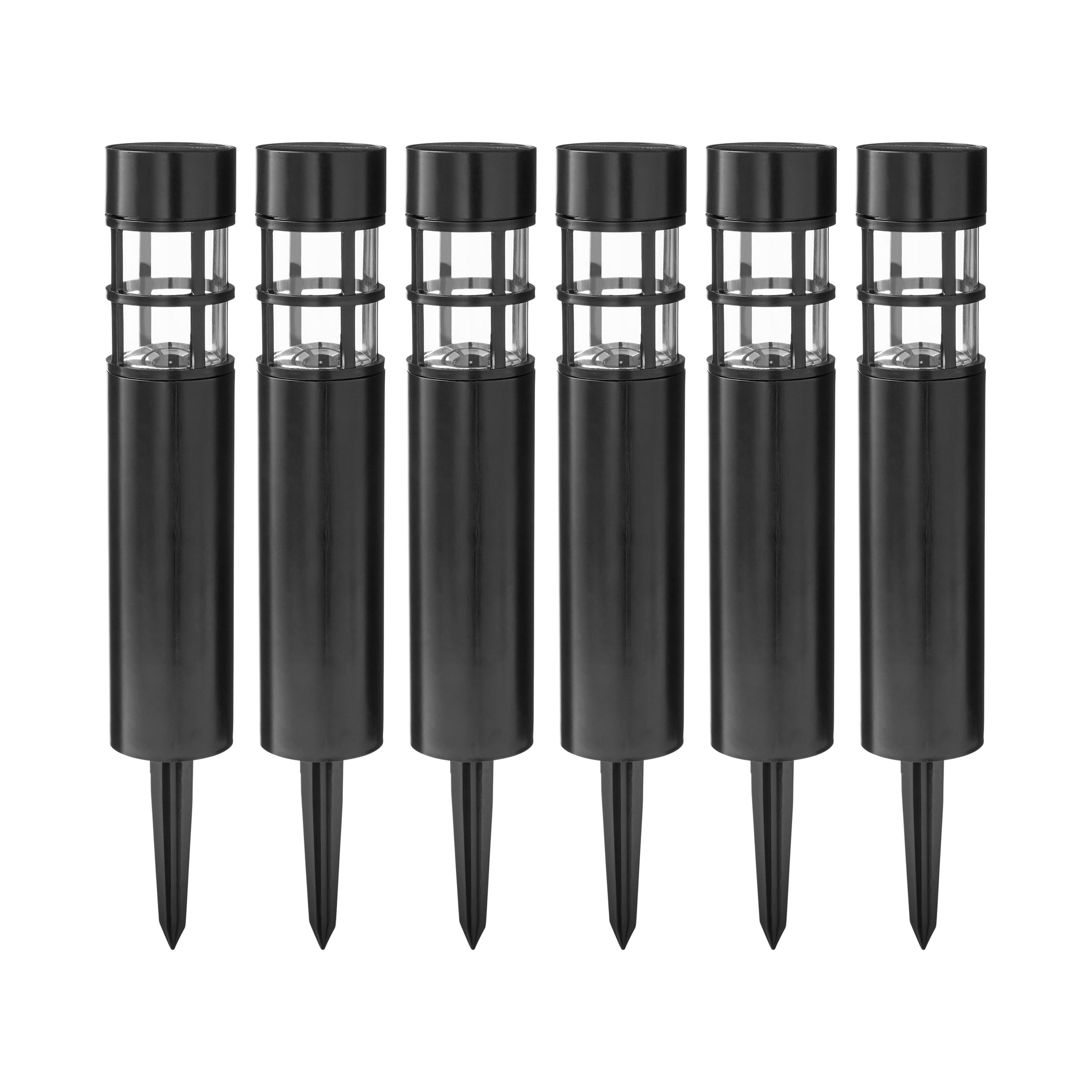 (2 pack) Mainstays Solar Powered Black Bollard Landscape Path Light, 10 Lumens (6 Count)