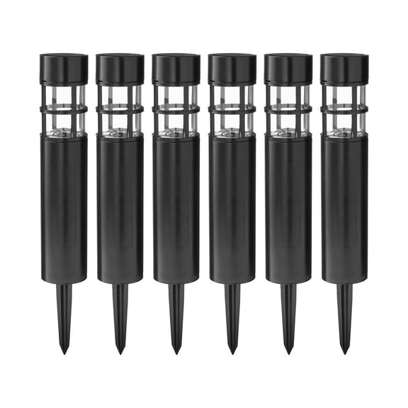 Mainstays Solar Powered Black Bollard Landscape Path Light, 10 Lumens (1 and 6 Pack)