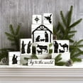 Wooden Block Silhouette Farmhouse Nativity Scene Decorations - Set of 8 ...