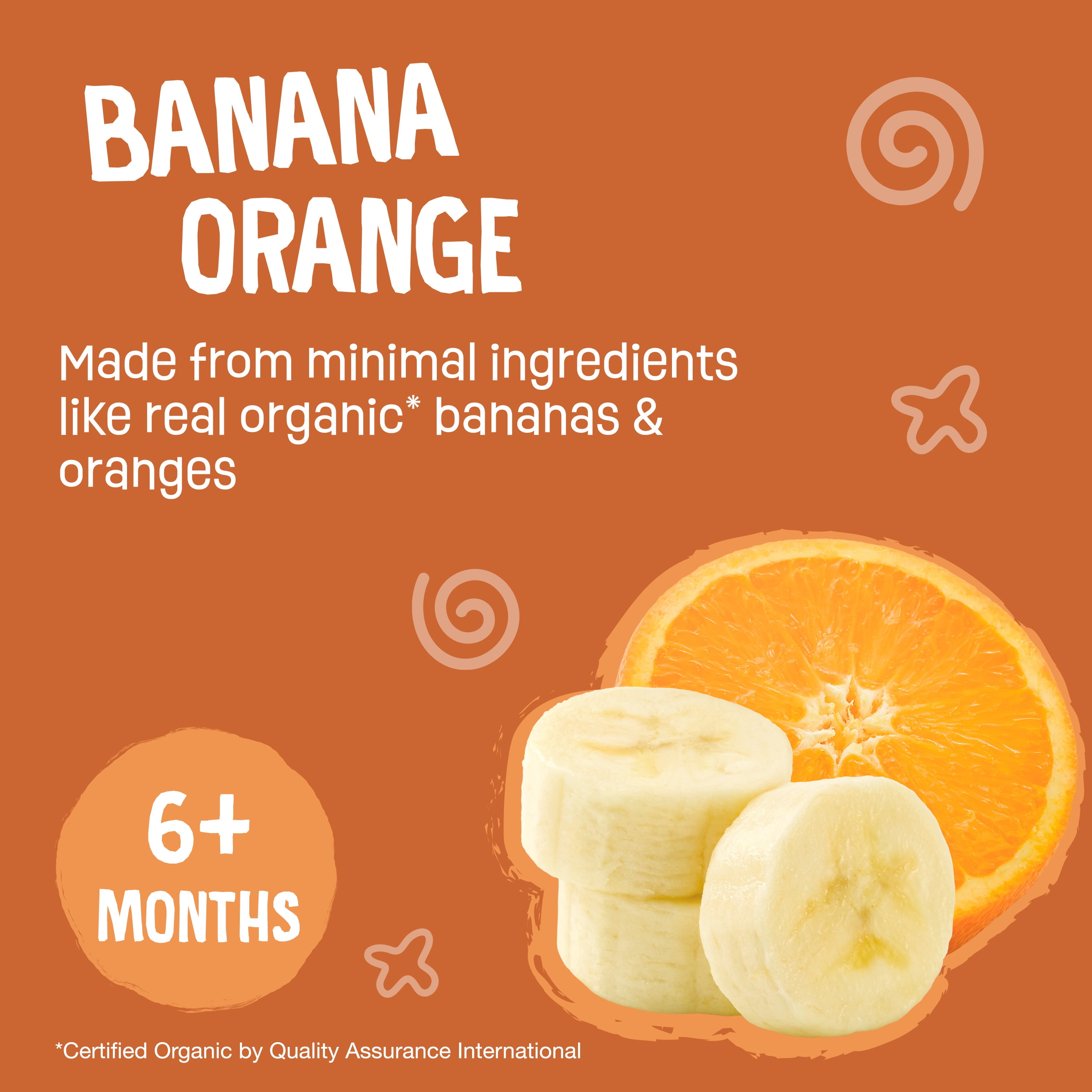 Earth's Best Organic Stage 2 Baby Food, Banana Orange Fruit Puree, 3.5 oz Pouch