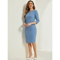 thumbnail image 4 of DARING DIVA Sweetheart Neck Slim Fit Work Midi Dress XL Grey Blue, 4 of 6