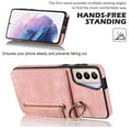thumbnail image 6 of Feishell for Samsung S21, Case Wallet with Card Holder Functional Two Way Kickstand Durable Zipper Pocket RFID Blocking Leather Slim Protective Leather for Samsung Galaxy S21, Pink, 6 of 10
