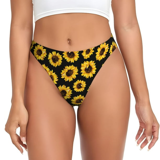 Fotbe Sunflower 6 Tanga Sin Costuras para Mujer con Estampado – Panties Invisibles, Transpirables y Cómodos para Uso Diario-X-Large