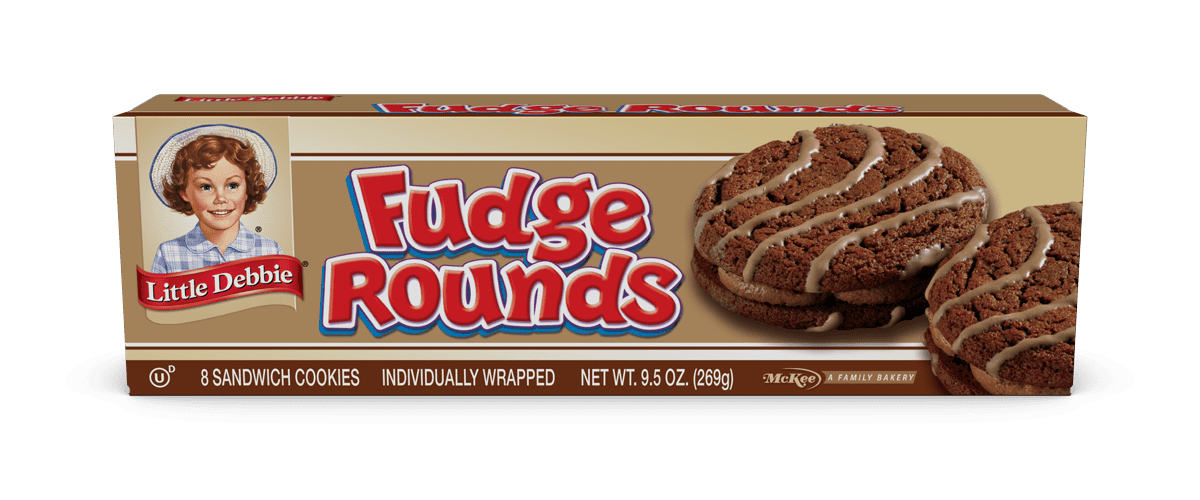 Little Debbie Fudge Rounds, 8 Boxes of 64 Individually Wrapped Chocolate Sandwich Cookies with Fudge Creme