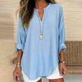 thumbnail image 3 of Long Sleeve Shirts for Women 2026 Spring Linen Lightweight Casual V Neck Oversized Blouse Office Work Tops, 3 of 6