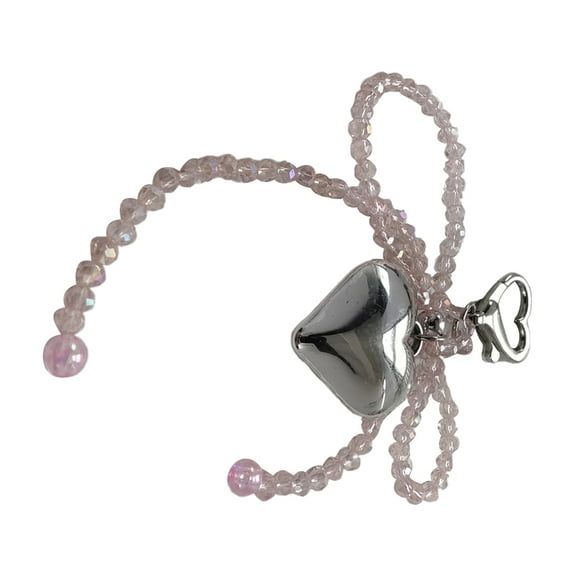 Bottone Butterf1y Heart Phone Lanyard Crystal Beaded Phone Charm Wrist Strap Elegant Cellphone Strap Bowknot Pendant Ornament