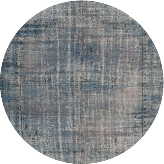 Ahgly Company Machine Washable Indoor Round Traditional Grey Gray Area Rugs, 4' Round