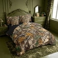 thumbnail image 2 of meiyoeat Neutral Camouflage Pattern 7-Piece Twin Bedding,Retro Camo Hunting Bedding Comforter Set For Men Women,Black Reversible, 2 of 7
