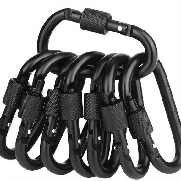 6 Pack D Shape Screw Lock Keychain Clips for Camping and Hiking