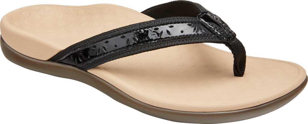Women's Vionic Casandra Thong Sandal Black Leather 11 M - Walmart.com