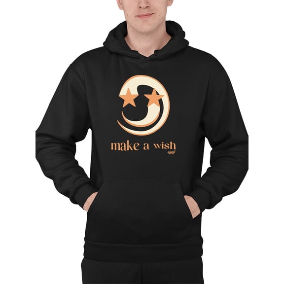 Make a Wish - Crescent Moon and Star Graphic Men's Hoodie