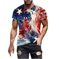 thumbnail image 2 of T-shirts for Men Plus Size under $5 Short Sleeved Independence Day Printed Round Neck Blouses &Dark Blue L, 2 of 5