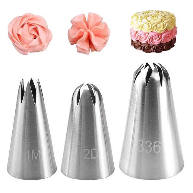 3 unids/set de boquillas para repostería de rosas, herramientas de decoración de pasteles, boquilla para manga pastelera de flores, boquillas para crema, puntas para magdalenas, accesorios para horne TUNC Sencillez