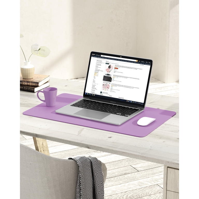 Samseel Leather Desk Pad – Non-Slip, Waterproof Mouse Pad & Writing Mat For Office, 31.5"x15.7" | Pinkish Purple Desk Blotter