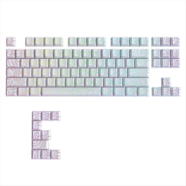 Teclas PBT de Doble Inyección con Líneas de Contorno de 97 Teclas, Retroiluminadas, Perfil Cereza Translúcido para Teclado Mecánico MX.