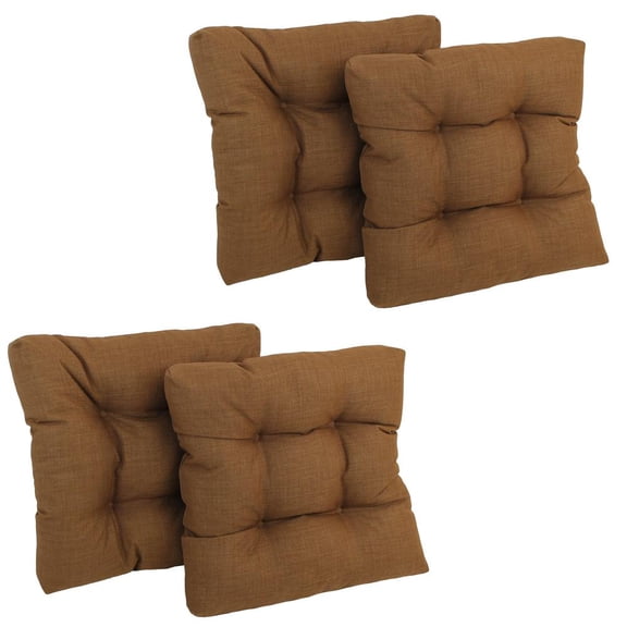 Blazing Needles  19 in. Squared Solid Spun Polyester Tufted Dining Chair Cushions, Mocha - Set of 4