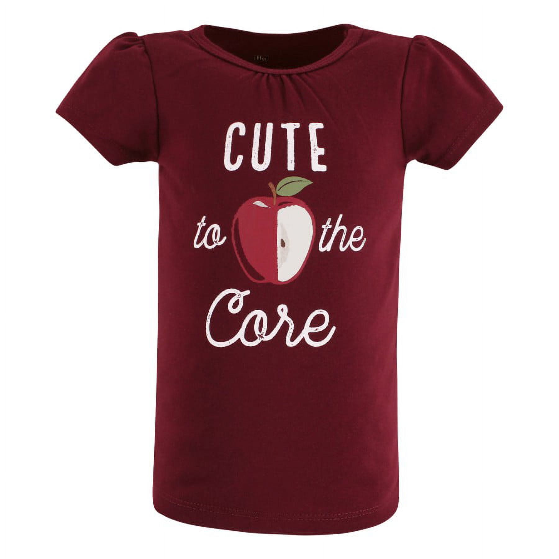 Hudson Baby Infant and Toddler Girl Short Sleeve T-Shirts, Fall Pumpkin Spice, 3 Toddler