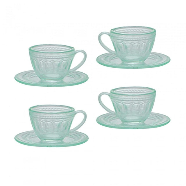4x Juego de Tazas de Té para Casa de Muñecas, Juego de Simulación, Vajilla en Miniatura, Decoración de Casa de Muñecas para Casa de Muñecas , VERDE