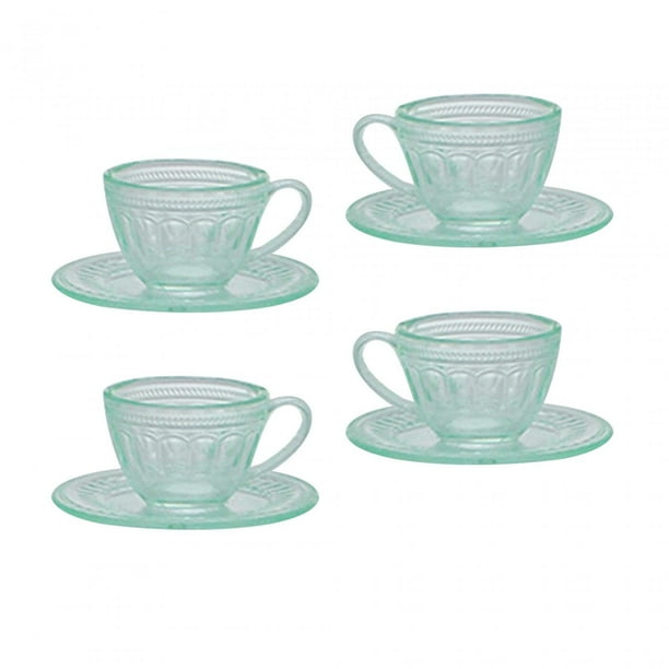 Juego de 4 tazas de té en miniatura para casa de muñecas, juego de simulación, accesorios de cocina realistas Verde