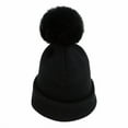 thumbnail image 2 of Zhaomeidaxi 2-14 Years Kids Hat Fall Winter Hats Cotton Jersey Lined Soft Warm Boys Girls Cold Weather Beanie with Big Yarn Pom Pom for Daily Wear, 2 of 3