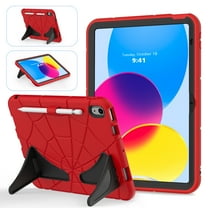 Kids Cases for iPad 10th Generation 2022,TECH CIRCLE Heavy Duty Shockproof Rugged Full Body Protective Sturdy Kickstands iPad 10.9 inch case with Pencil Holder for Kids Children Boys,Red Black