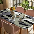 thumbnail image 3 of Sage Green Black Geometric Table Cloths for 5 Foot Rectangle Tables, Modern Art Abstract Grey Line Patio Waterproof Elastic Fitted Tablecloths, Washable Rectangular Table Cover for Camping, 3 of 8