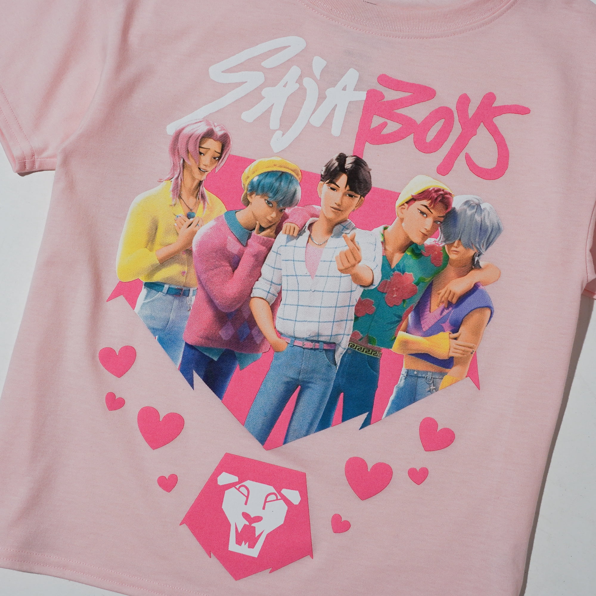 K Pop Demon Hunters Girls Saja Boys Graphic Tee with Short Sleeves, Size XS-XL