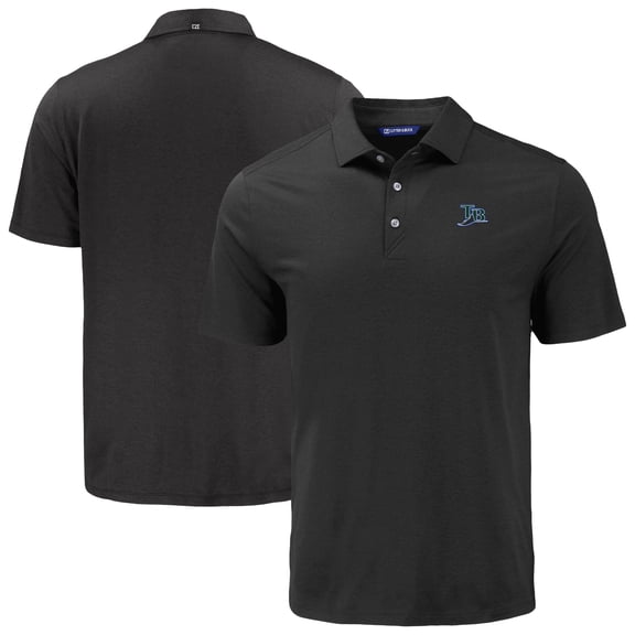 Men's Cutter & Buck Black Tampa Bay Rays Coastline Epic Comfort Eco Recycled Polo