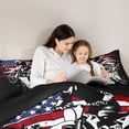 thumbnail image 5 of jejeloiu American Flag Print Queen Comforter Set,Vintage Dirt Bike Bedding Comforter Set For Boys Men Reversible 3 Pieces, 5 of 8
