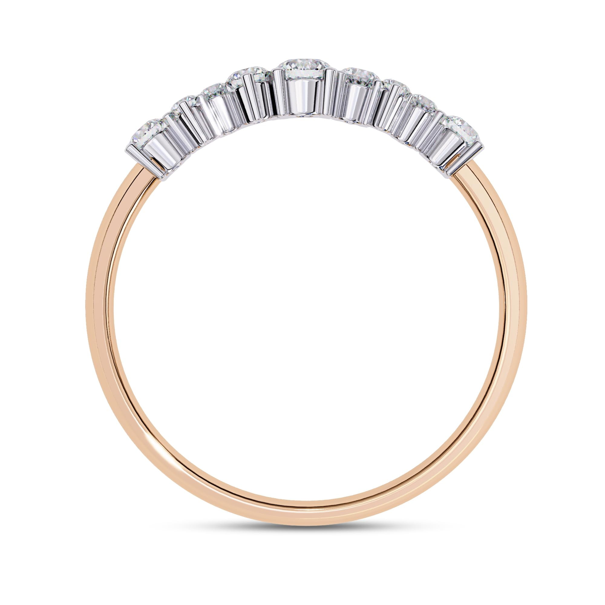 AFFY Eternity Rings for Women, Round Cut Lab Created Moissanite Engagement Wedding Band Ring in 14K Solid Rose Gold Size-7
