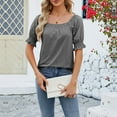 thumbnail image 3 of TYGHBN Women's Loose Fit Casual Short Sleeve T Shirt Spring & Summer Square Neck Top Workout Shirts Large Ling Sleeve Shirt Long Sleeve Spandex Shirt Set Shirt Tee for Women Short Sleeve Women T, 3 of 8