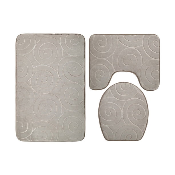 Matsuzay 3x Pedestal de baño ecológico, tapa de inodoro suave y absorbente, fácil de limpiar e instalar, moderno Juegos de accesorios de baño gris